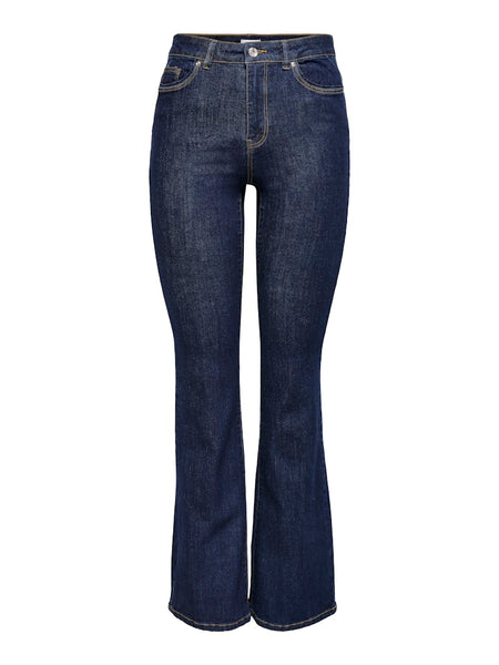 Only High Waist Flared Jeans in Dark Blue