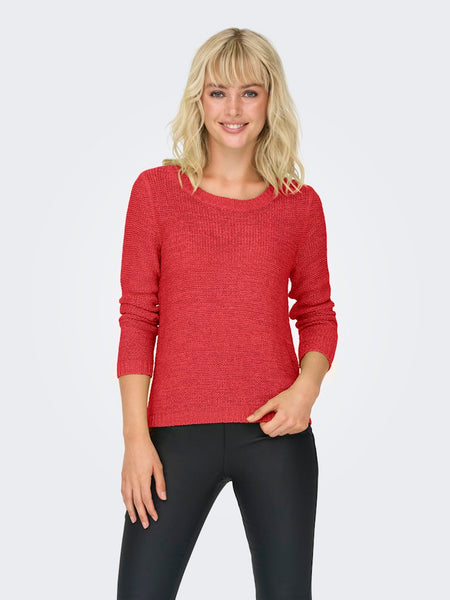 Only Long Sleeve Knitted Top in Coral