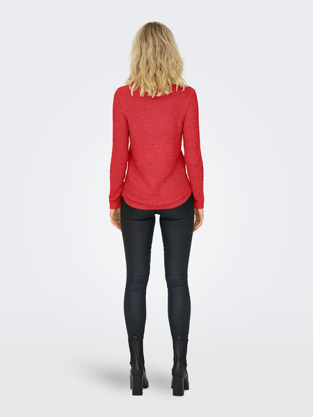 Only Long Sleeve Knitted Top in Coral