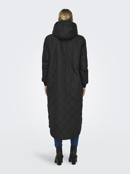 ONLY Long Quilted Coat in Black