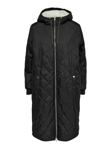 ONLY Long Quilted Coat in Black