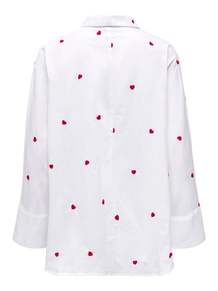 ONLY Embroidered Heart Shirt in White