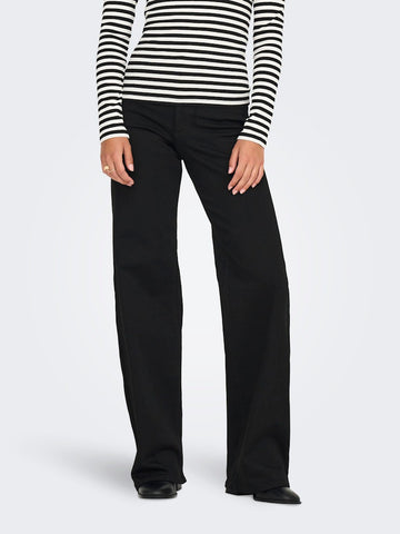 ONLY High Waisted Wide Leg Jeans in Black
