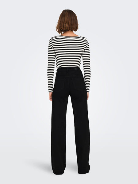 ONLY High Waisted Wide Leg Jeans in Black