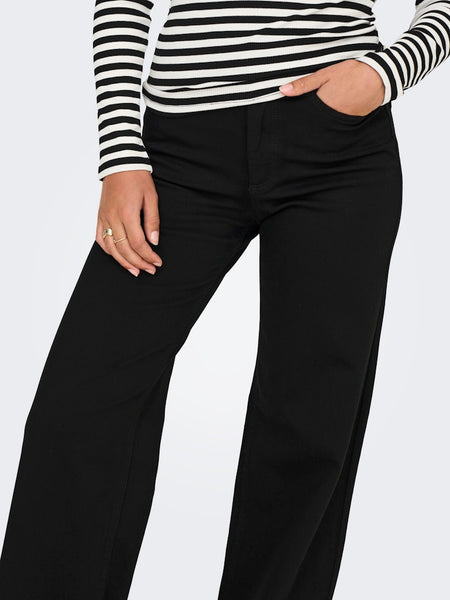 ONLY High Waisted Wide Leg Jeans in Black