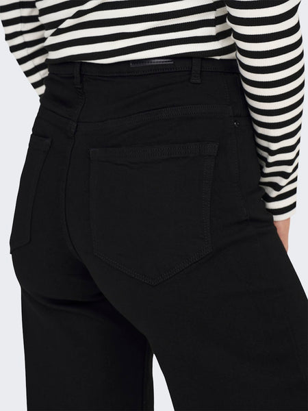 ONLY High Waisted Wide Leg Jeans in Black