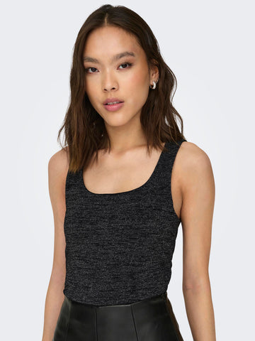 Only Sleeveless Reversible Glitter Top in Silver