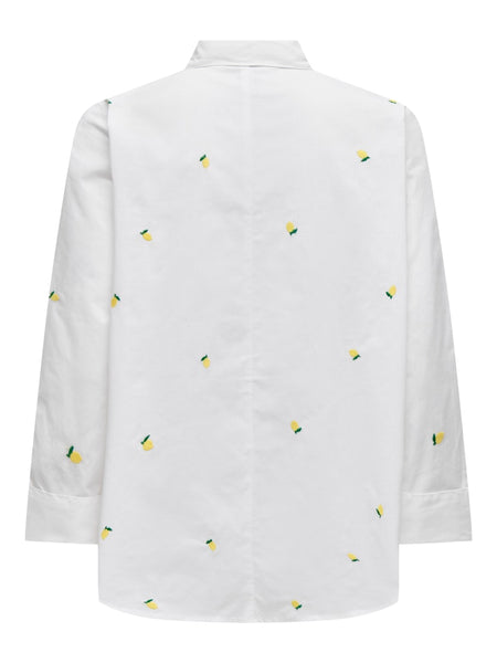 ONLY Embroidered Lemon Shirt in White