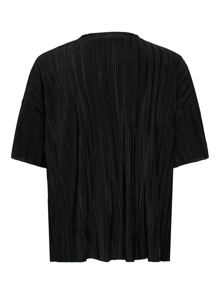 ONLY Short Sleeve Plisse Top in Black