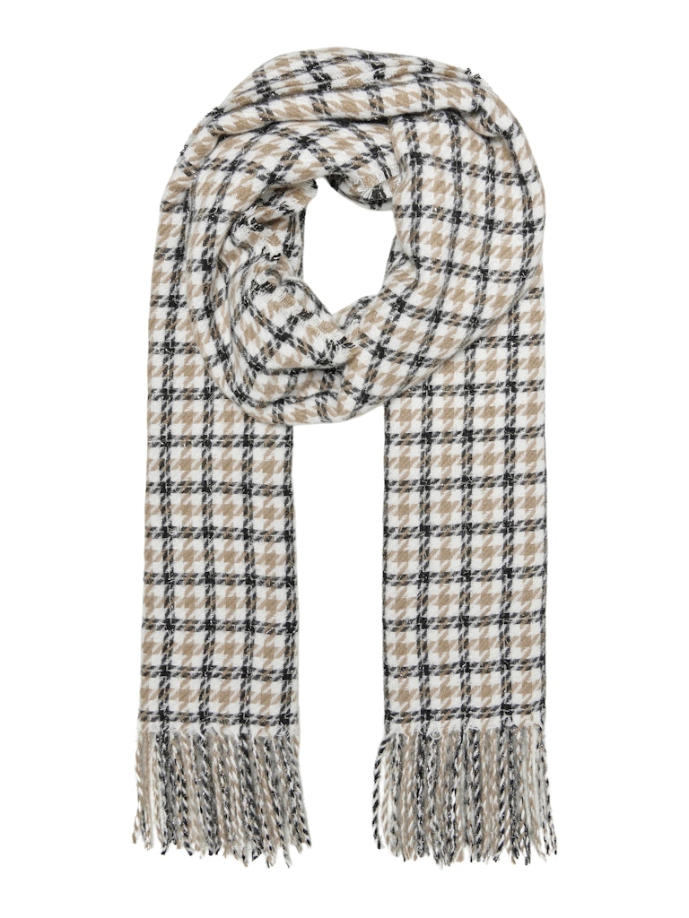 Only Checked Lurex Scarf in Beige