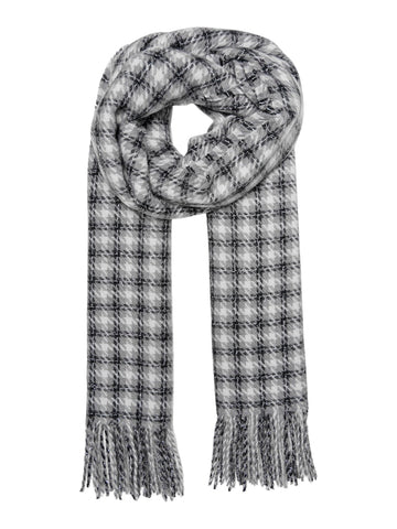 Only Checked Lurex Knit Scarf in Grey