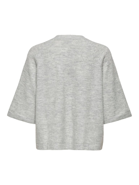 Only 3/4 Sleeve Knit Top in Light Grey