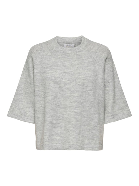 Only 3/4 Sleeve Knit Top in Light Grey