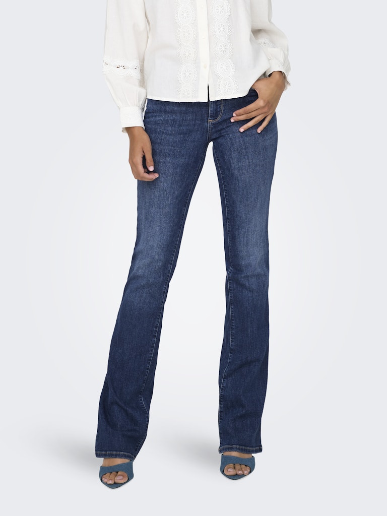 ONLY Mid Waist Flared Jeans in Dark Blue