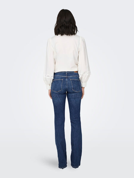 ONLY Mid Waist Flared Jeans in Dark Blue