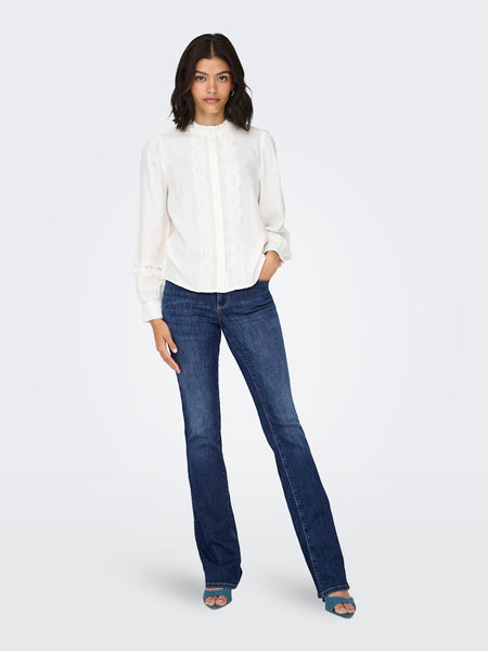 ONLY Mid Waist Flared Jeans in Dark Blue