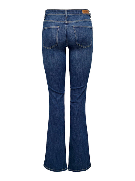 ONLY Mid Waist Flared Jeans in Dark Blue