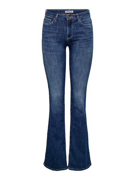 ONLY Mid Waist Flared Jeans in Dark Blue