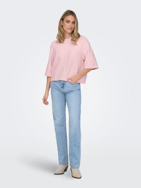 Only 3/4 Sleeve Knit Top in Pink