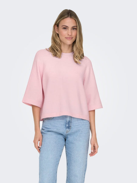 Only 3/4 Sleeve Knit Top in Pink