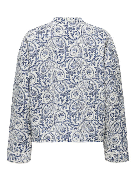 Only Paisley Print Quilted Jacket in Cream