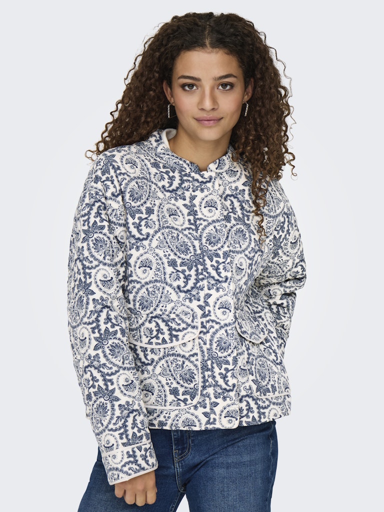 Only Paisley Print Quilted Jacket in Cream