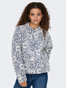 Only Paisley Print Quilted Jacket in Cream