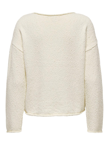 Only Long Sleeve O-Neck Knit Jumper in Cream