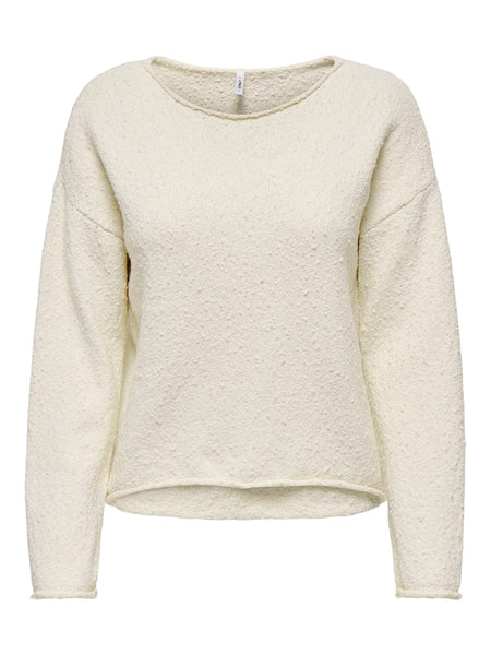 Only Long Sleeve O-Neck Knit Jumper in Cream