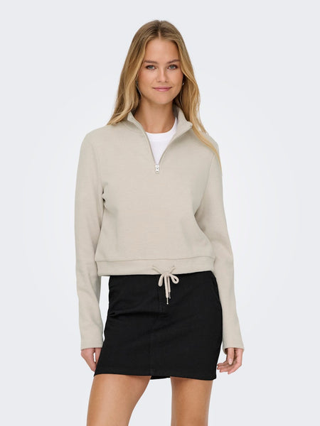 Only Half Zip Sweatshirt in Taupe