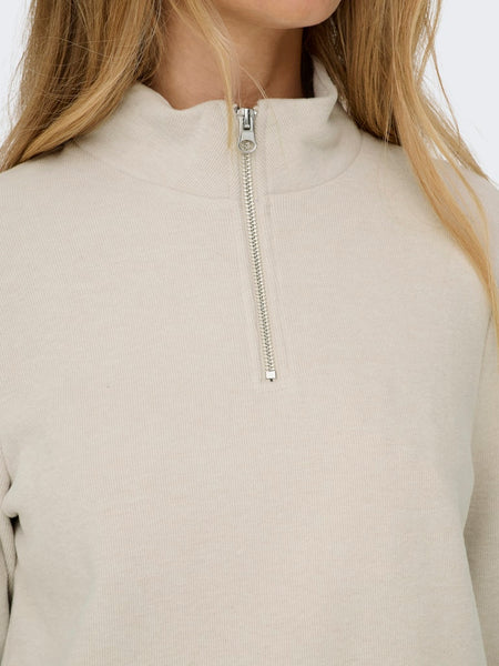 Only Half Zip Sweatshirt in Taupe