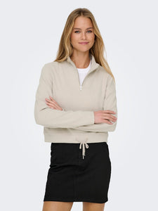 Only Half Zip Sweatshirt in Taupe