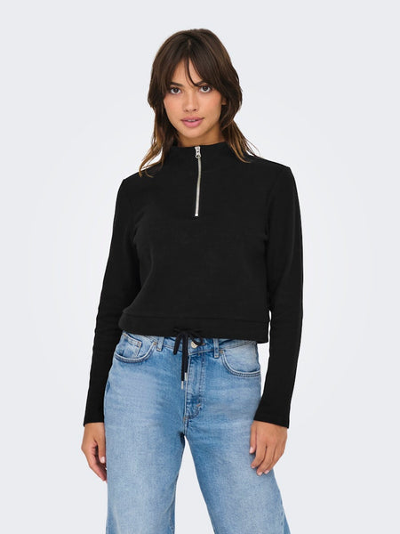 Only Half Zip Sweatshirt in Black