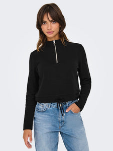 Only Half Zip Sweatshirt in Black