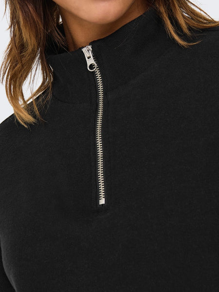 Only Half Zip Sweatshirt in Black