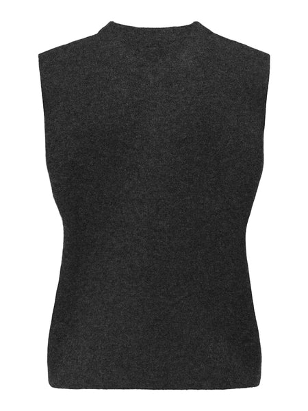 ONLY Knitted Button Vest in Dark Grey