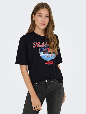 ONLY Christmas Coca-Cola T-Shirt in Black