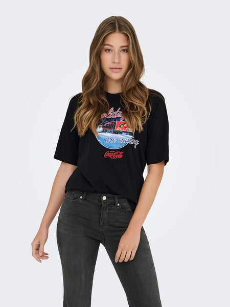ONLY Christmas Coca-Cola T-Shirt in Black