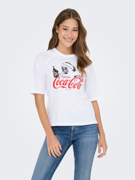 ONLY Christmas Coca-Cola T-Shirt in White