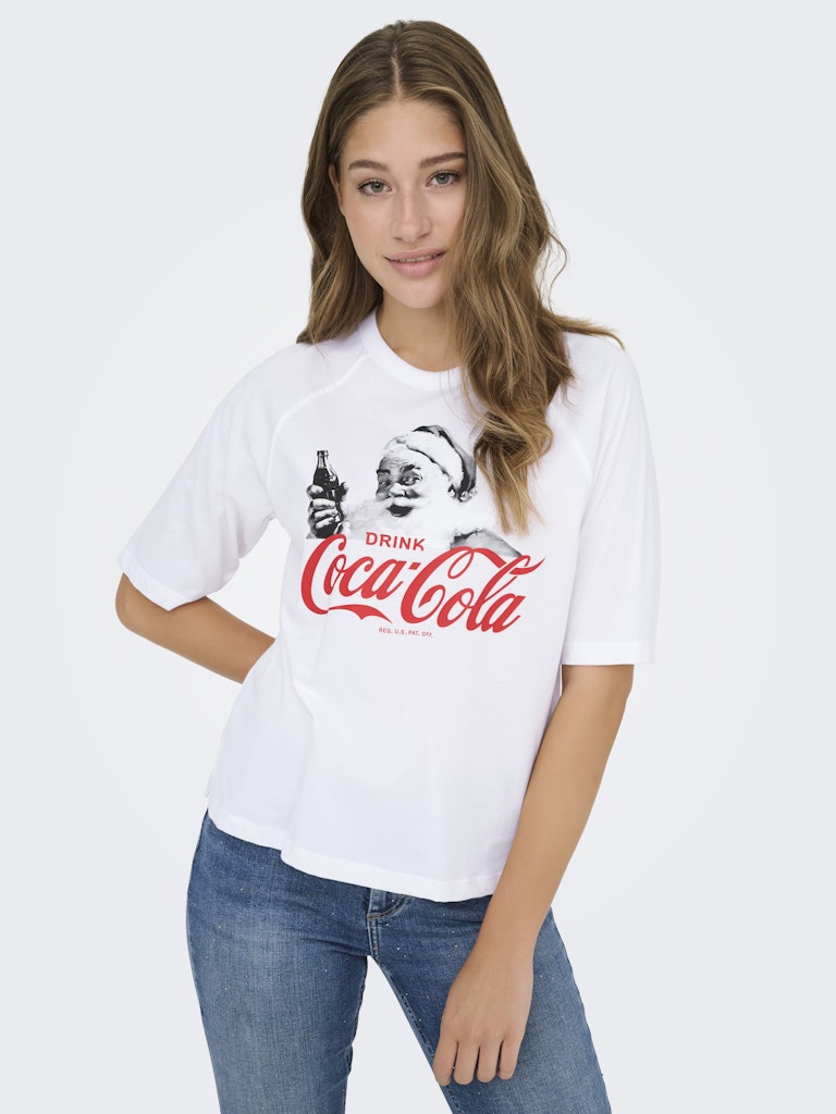 ONLY Christmas Coca-Cola T-Shirt in White