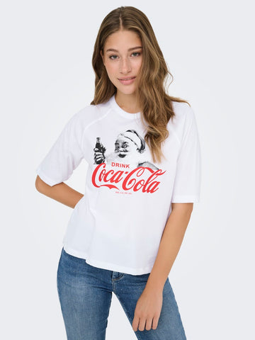 ONLY Christmas Coca-Cola T-Shirt in White