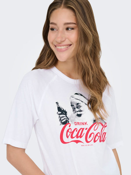 ONLY Christmas Coca-Cola T-Shirt in White