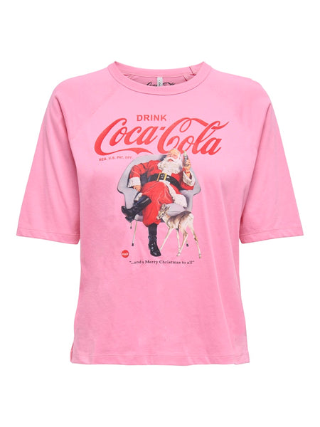 ONLY Christmas Coca-Cola T-Shirt in Pink