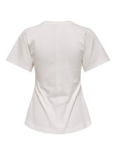 ONLY Ruched Detail T-Shirt in Cream