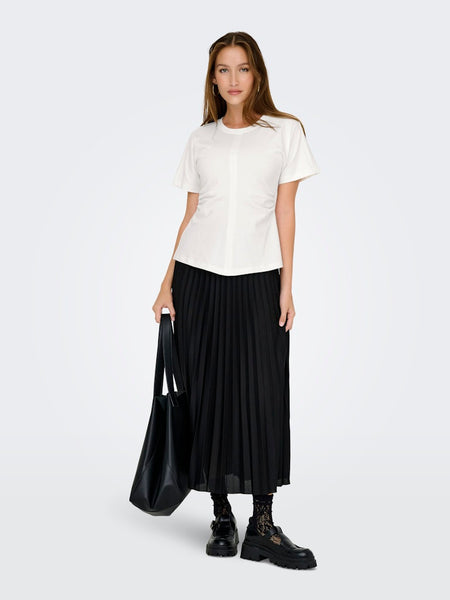ONLY Ruched Detail T-Shirt in Cream
