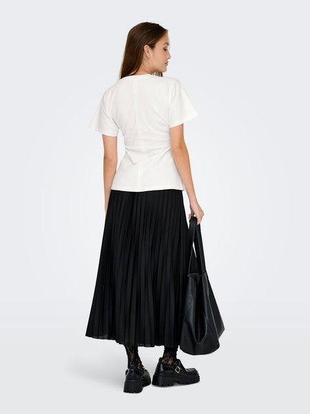 ONLY Ruched Detail T-Shirt in Cream