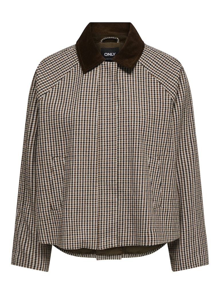 ONLY Checked Short Jacket in Brown
