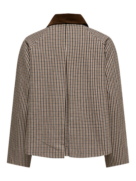 ONLY Checked Short Jacket in Brown