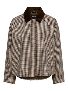 ONLY Checked Short Jacket in Brown