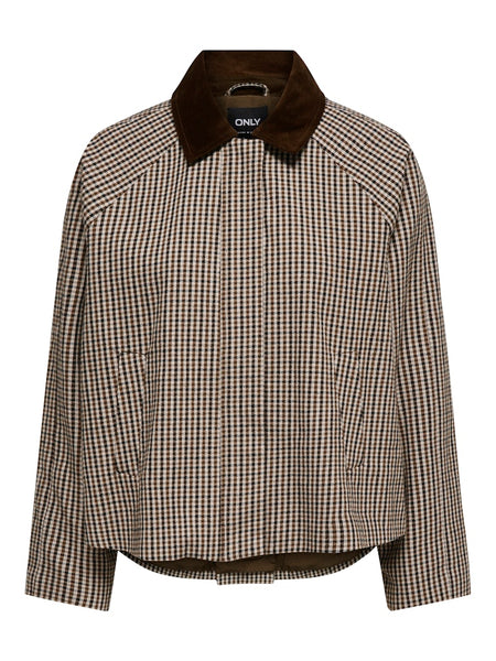 ONLY Checked Short Jacket in Brown